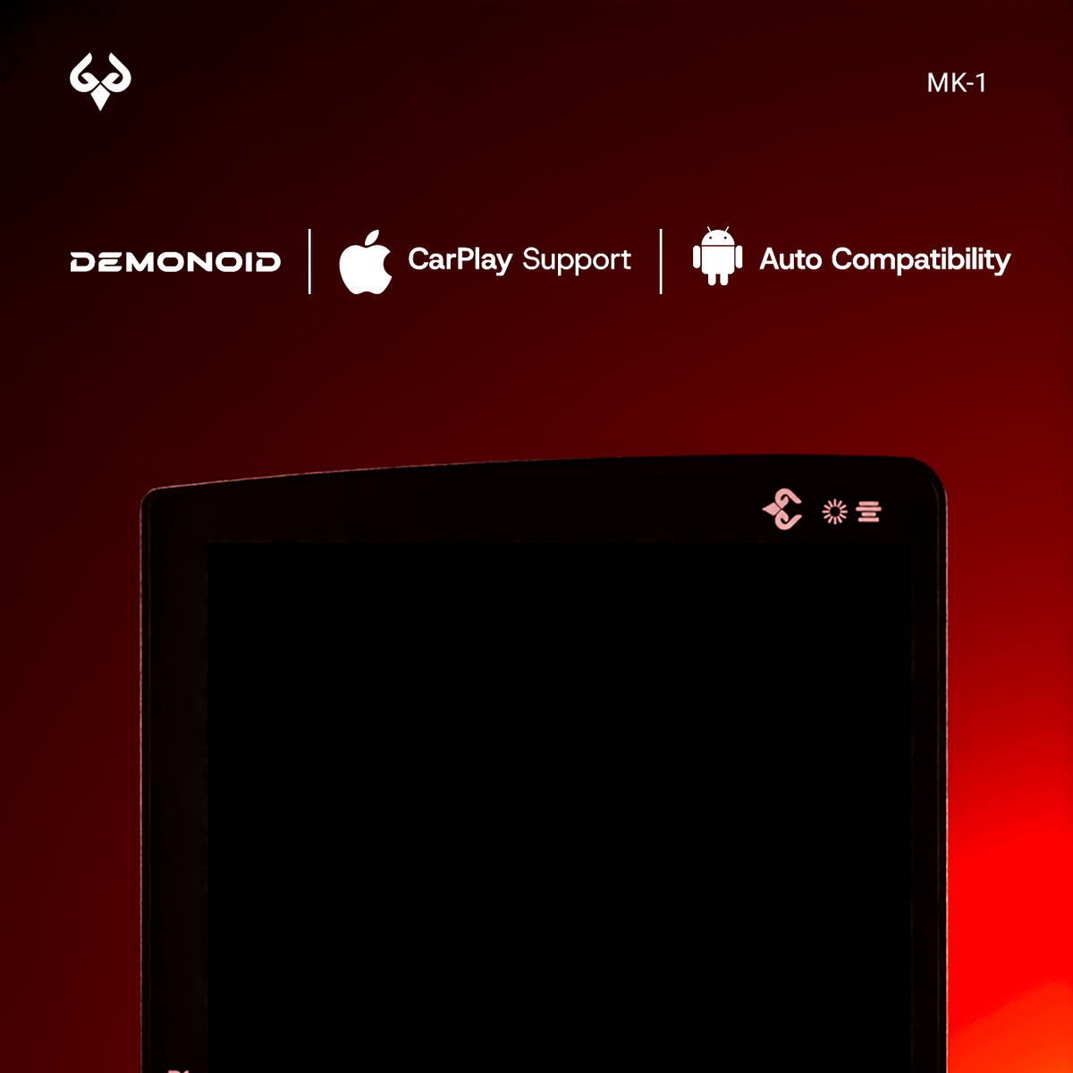 Demonoid MK-1 with Apple CarPlay and Android Auto compatibility.